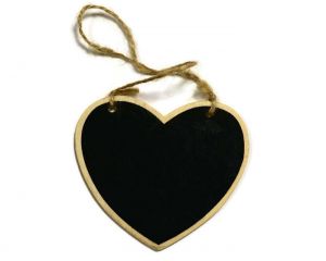 Ξύλινη Καρδιά  Μαυροπίνακας Με Κορδόνι