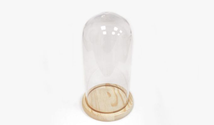 ΚΑΜΠΑΝΑ ΓΥΑΛΙΝΗ ΣΕ ΞΥΛΙΝΗ ΒΑΣΗ 18cm 0503219
