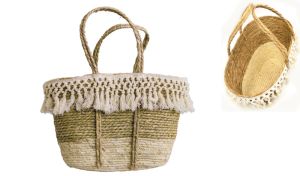 ΨΑΘΙΝH ΤΣΑΝΤΑ ΜΕ ΦΟΥΝΤΕΣ 47cm x 27cm