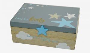 Ξύλινο Κουτί Αστέρι Σιέλ 22χ15 cm