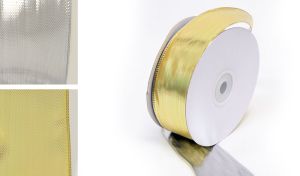ΚΟΡΔΕΛΑ ΓΥΑΛΙΣΤΕΡΗ ΑΣΗΜΙ/ΧΡΥΣΗ ΜΕ ΣΥΡΜΑ 3.8cm x 25Y 0501342