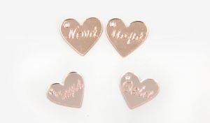 ΚΑΡΔΙΑ ΠΛΕΞΙΓΚΛΑΣ ΜΕ ΟΝΟΜΑΤΑ ROSE GOLD 2.1cm x 1.9cm