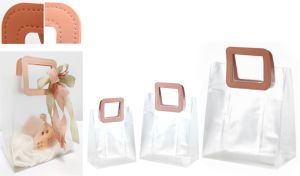 TΣΑΝΤΑ ΔΙΑΦΑΝΗ PVC ΜΕ ΔΕΡΜΑΤΙΝΑ ΧΕΡΟΥΛΙΑ 16cm x 18.5cm x 8cm 0402336