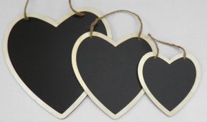 Ξύλινες Καρδιές Μαυροπίνακας Σέτ 3