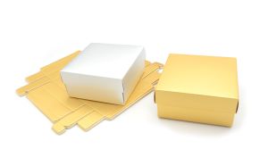 ΧΑΡΤΙΝΟ ΚΟΥΤΙ ΜΕ ΚΑΠΑΚΙ ΧΡΥΣΟ/ΑΣΗΜΙ 8cm x 8cm x 6.5cm 0402260