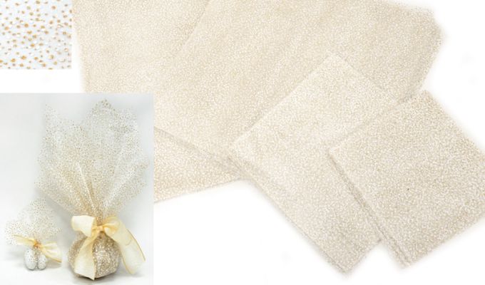 ΥΦΑΣΜΑ ΜΕ ΑΣΠΡΟ ΠΟΥΑ ΚΑΙ ΓΚΛΙΤΕΡ 14cm x 14cm 0527311 /50 ΤΕΜΑΧΙΑ