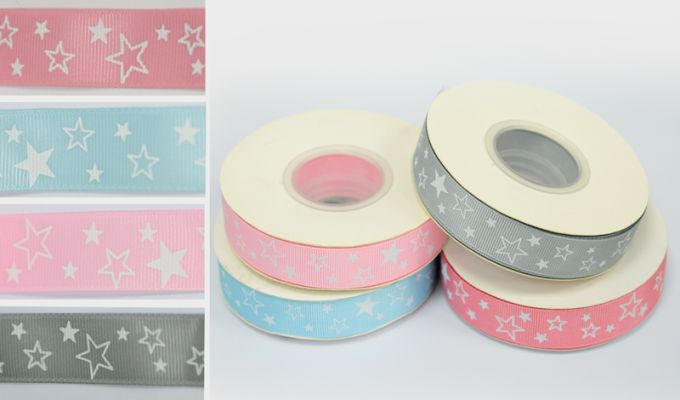 ΚΟΡΔΕΛΑ ΓΚΡΟ ΜΕ ΛΕΥΚΟ ΑΣΤΕΡΙ 2cm x 25Y 0501324