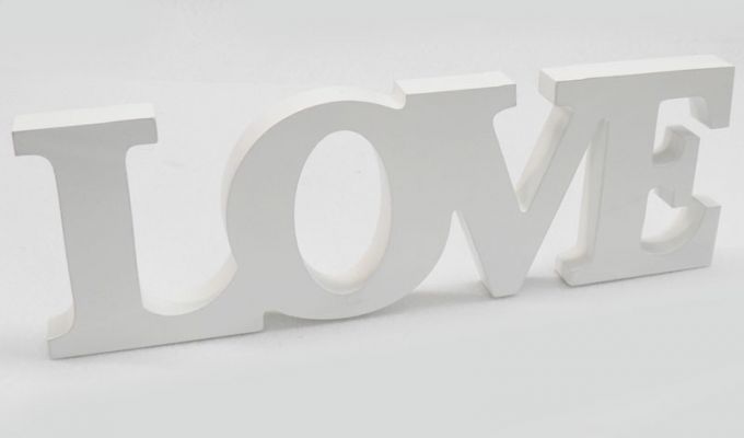 Ξύλινο-LOVE -Λευκό-31x11cm/ 1 Τεμάχιο