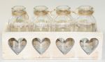Ξύλινη Μακρόστενη Βάση Καρδιά Με 4 Μπουκαλάκια 21,5χ12 cm